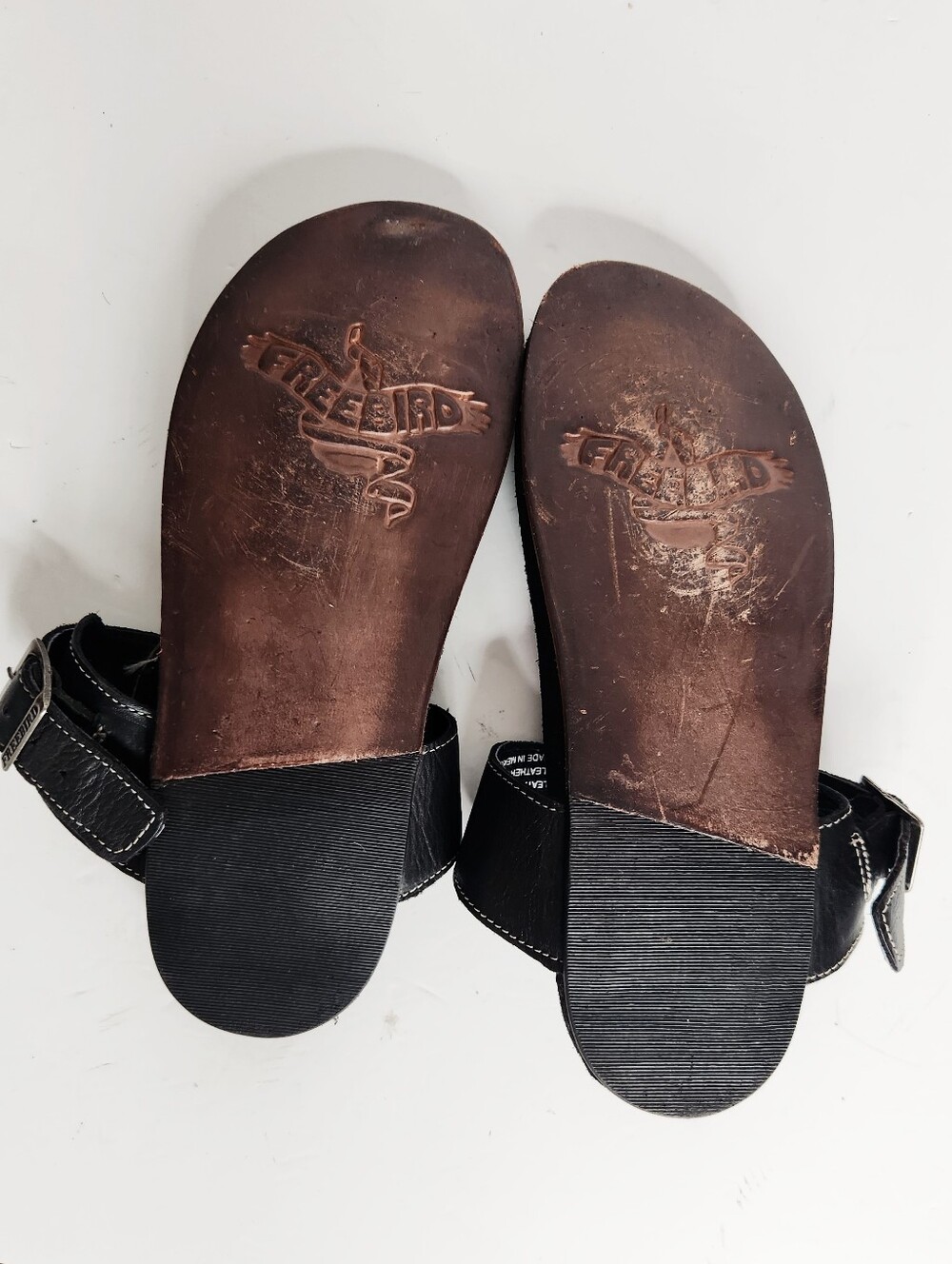 Freebird Athena Women's Black Brown Leather Braided Sandals Flip Flops Size 9 - Picture 6 of 11
